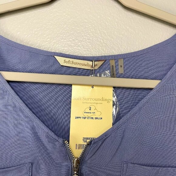 Soft Surroundings Tunic Blouse Size Small Blue Zippy Top Long Sleeve Full‎ Zip - Picture 3 of 9